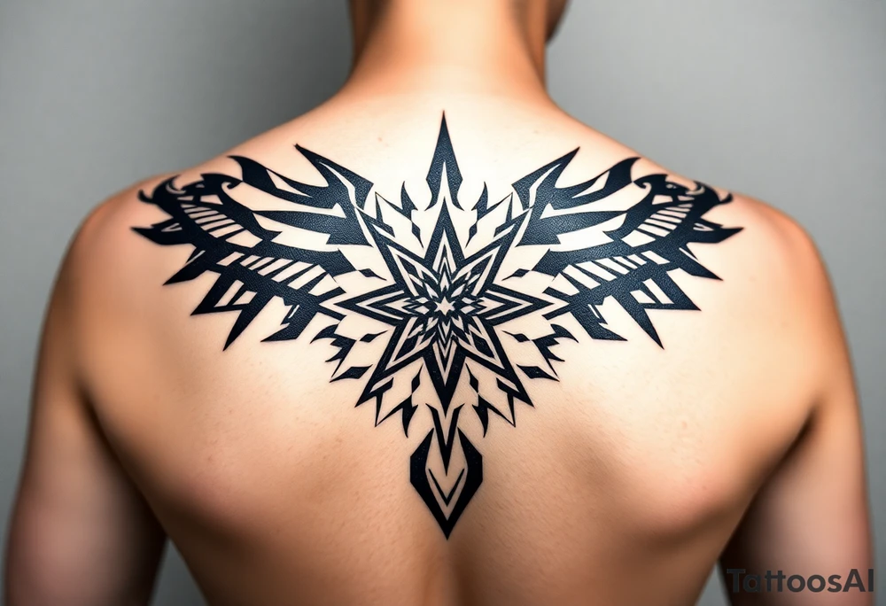 Extra large female back Mandela tattoo idea