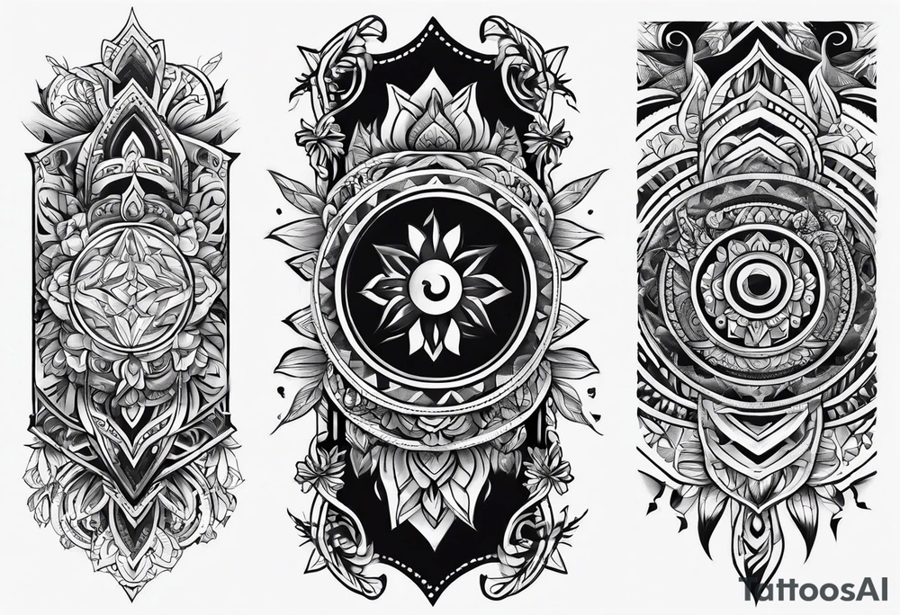 forearm narrow band tattoo with spiritual elements tattoo idea