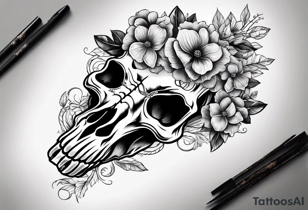 Forearm half sleeve. Western cow skull with flowers tattoo idea
