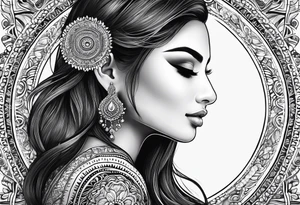 Full sleeve arm mandala henna female tattoo with mushroom henna at shoulder tattoo idea