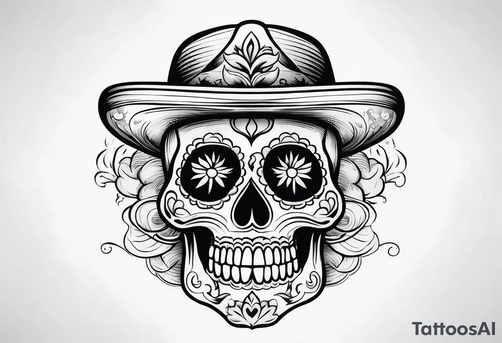 Mexican skull with smoke coming from the bottom tattoo idea