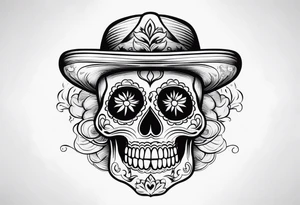 Mexican skull with smoke coming from the bottom tattoo idea
