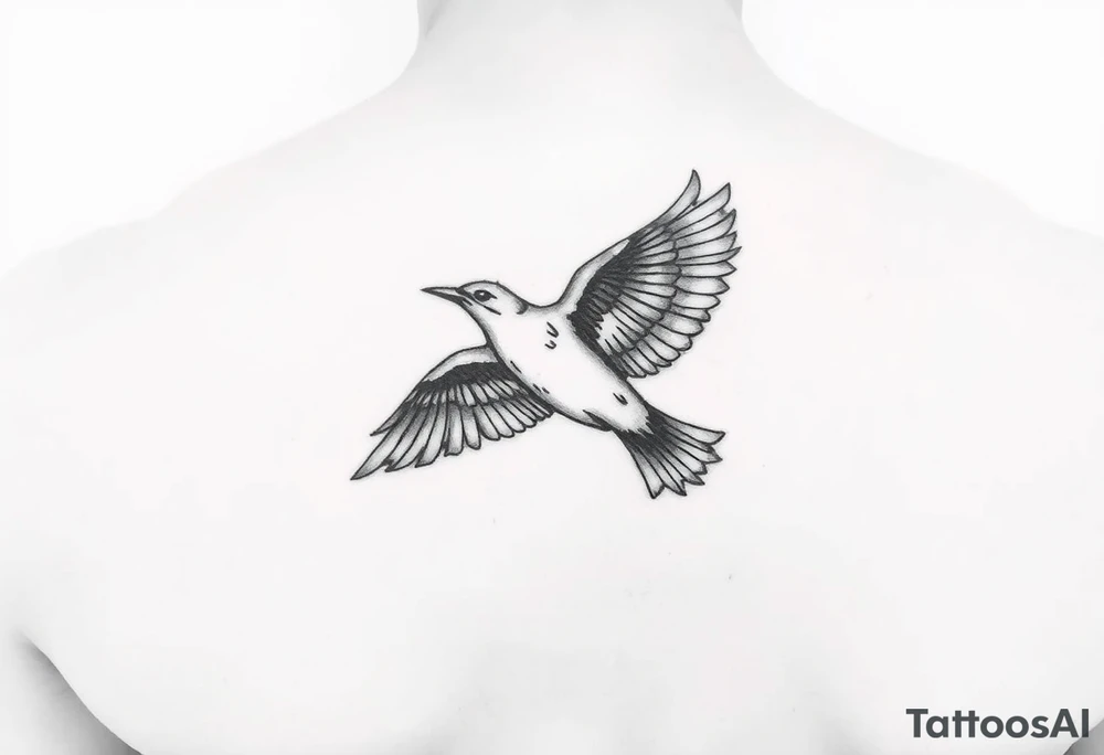 common blackbird flying tattoo idea