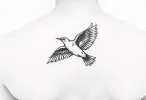 common blackbird flying tattoo idea