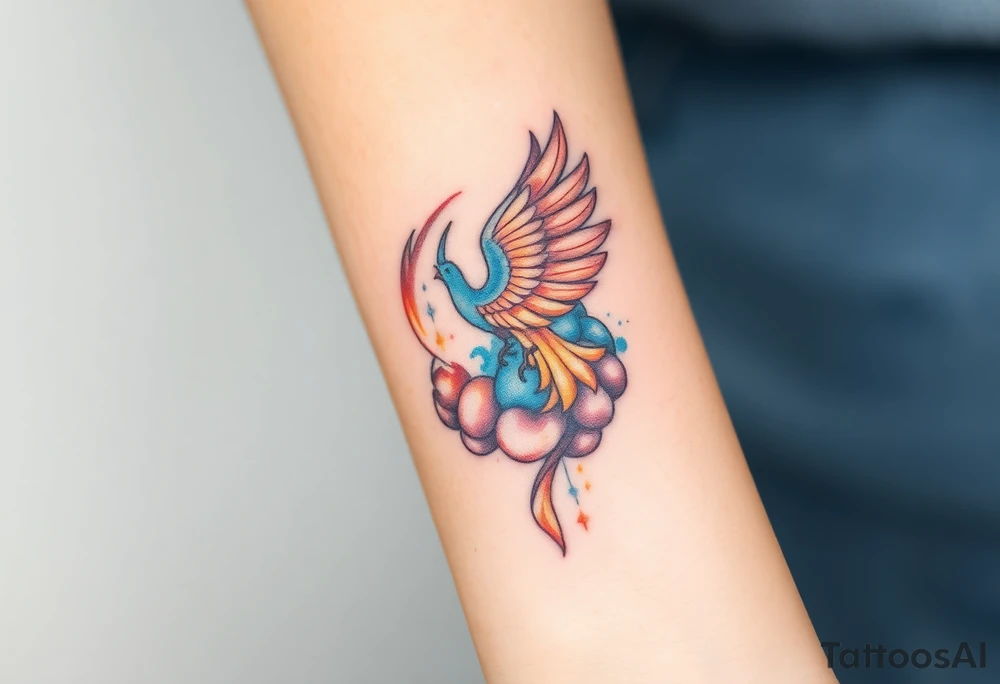 A phoenix rising out of a brain tattoo idea