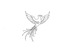 Fine line phoenix with line work tattoo idea