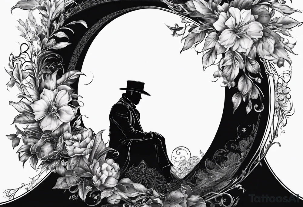 shadow man sitting tattoo idea