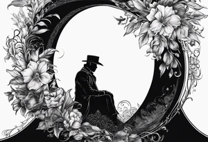 shadow man sitting tattoo idea