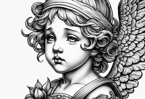 Cherub looking down tattoo idea