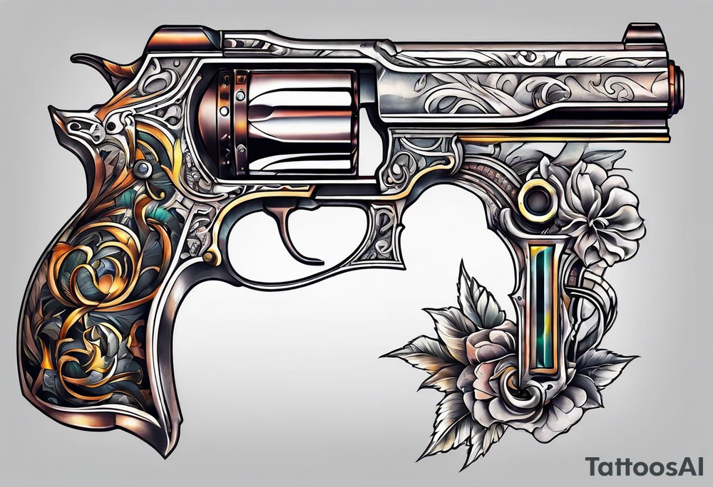 The letters AR with a pistol on each side tattoo idea