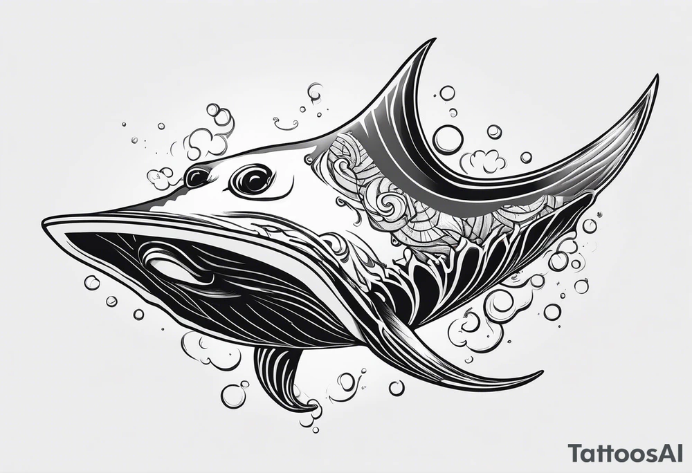 Cute manta ray swimming like flying tattoo idea