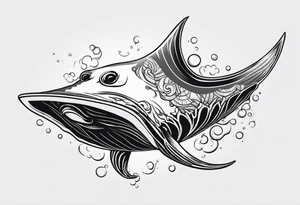 Cute manta ray swimming like flying tattoo idea