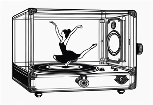 old music box with a floating ballerina tattoo idea