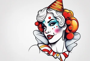 pin up style clown woman tattoo idea