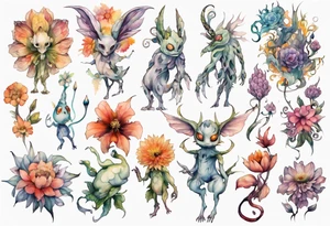 a beautiful flower creature biped tattoo idea