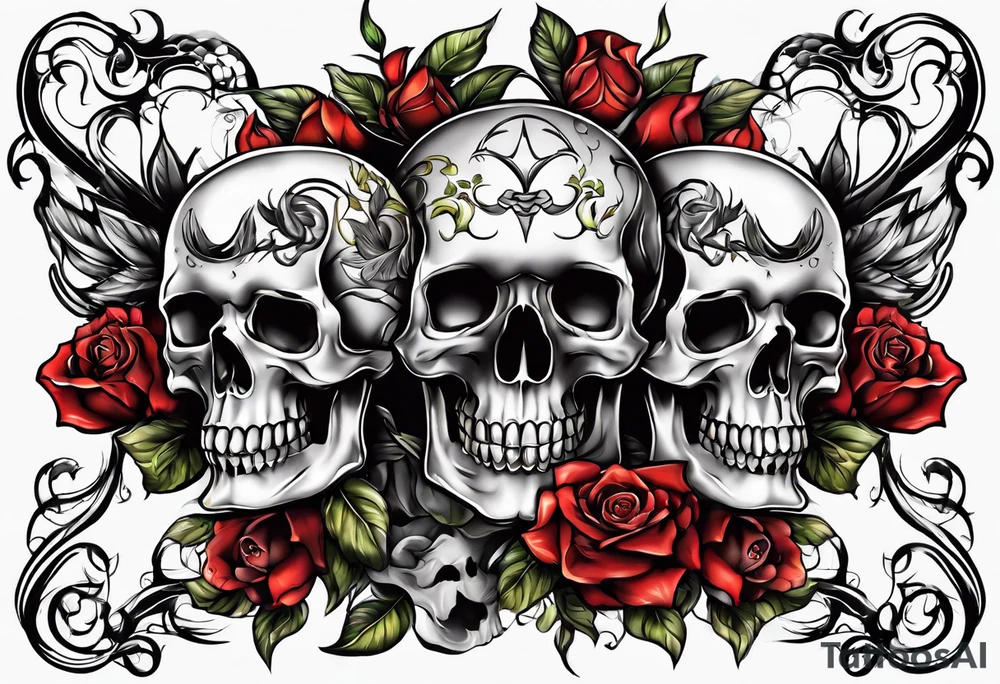 alter made of skulls tattoo idea