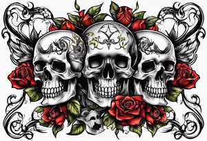 alter made of skulls tattoo idea