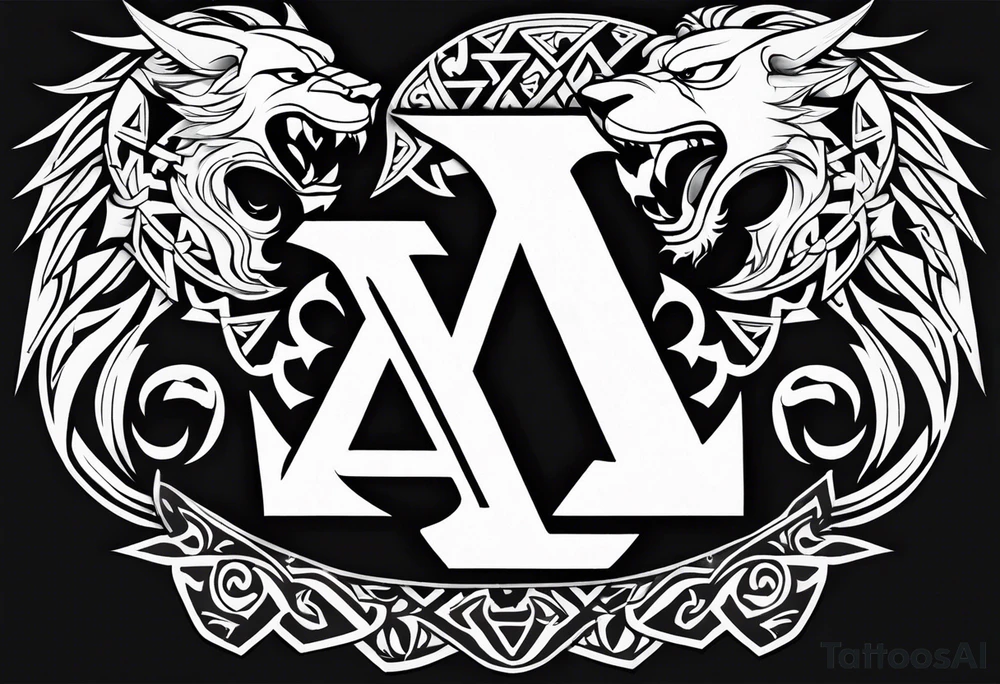 Valhalla sword shield dragon axe Valknut tribal lion tattoo idea