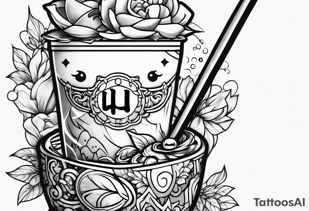 super cute anime boba tea tattoo idea