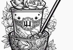 super cute anime boba tea tattoo idea