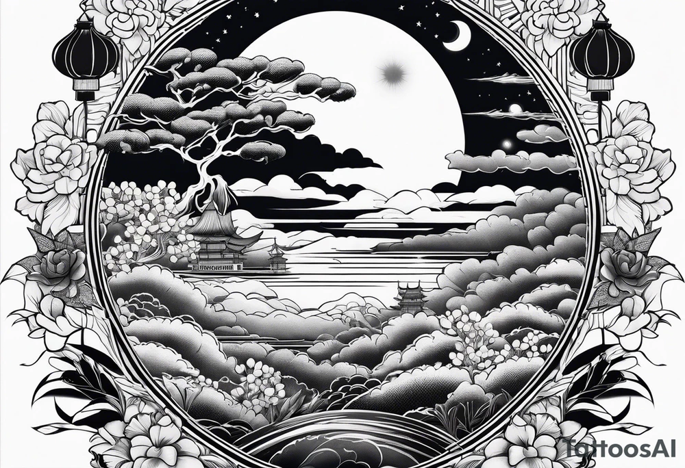 under boob  moon and lace tattoo idea
