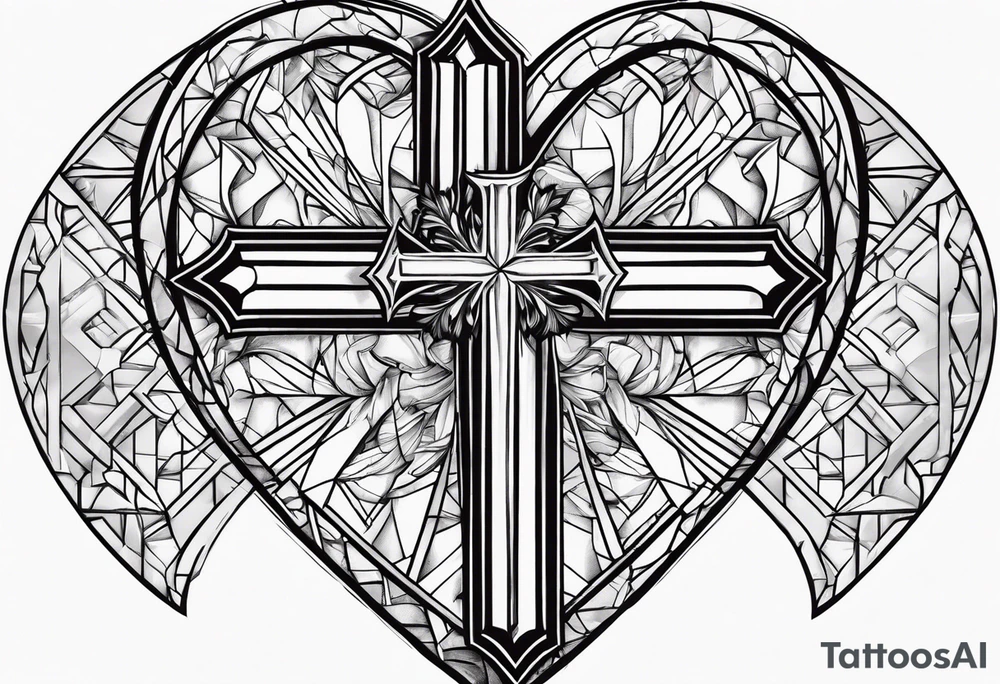 Broken heart with cross tattoo idea