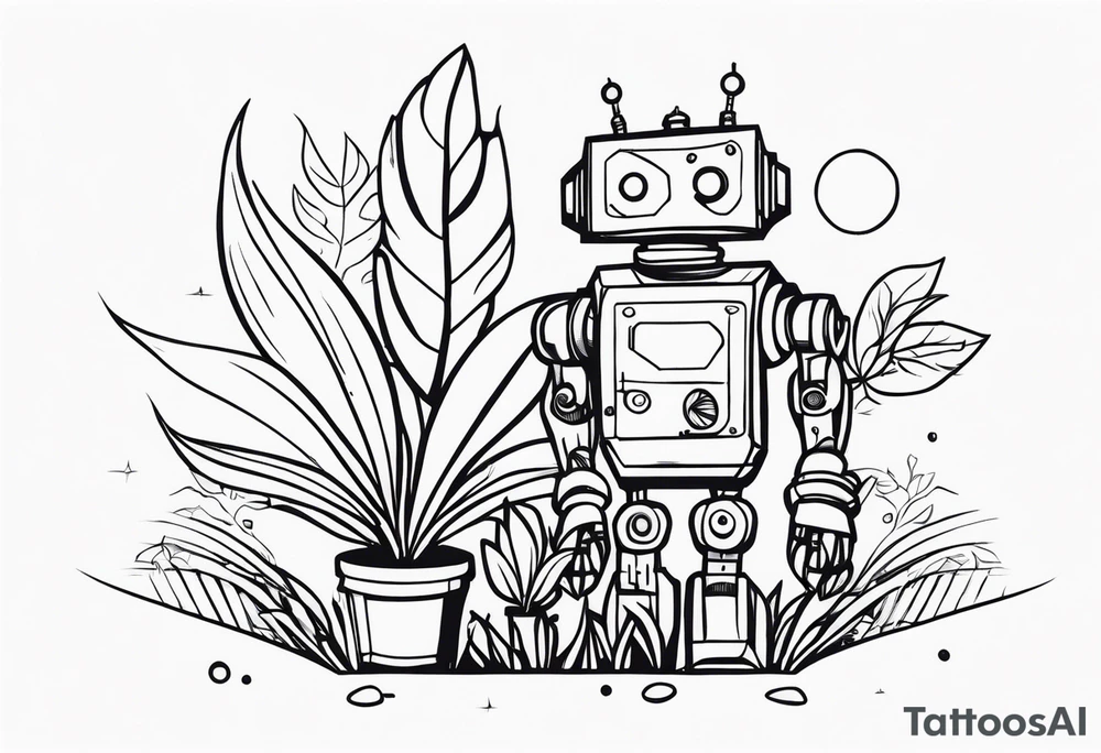 robot plant tattoo idea