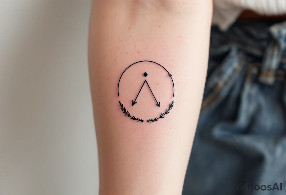 A comma with a dot above it, with an arrow around tattoo idea