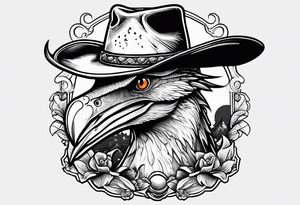 Pterodactyl wearing a cowboy hat eating ice cream sundae tattoo idea