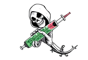 Syringe full of meth potion makes reaper powerful tattoo idea