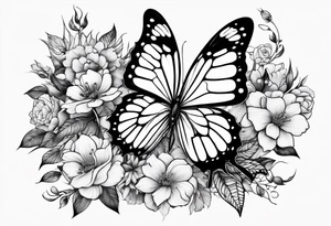 Butterflies with flowers & snake tattoo idea