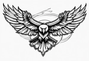 Eagle flying with sword tattoo idea