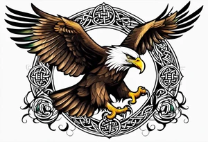 Feminine celtic Eagle with wings spread upwards tattoo idea