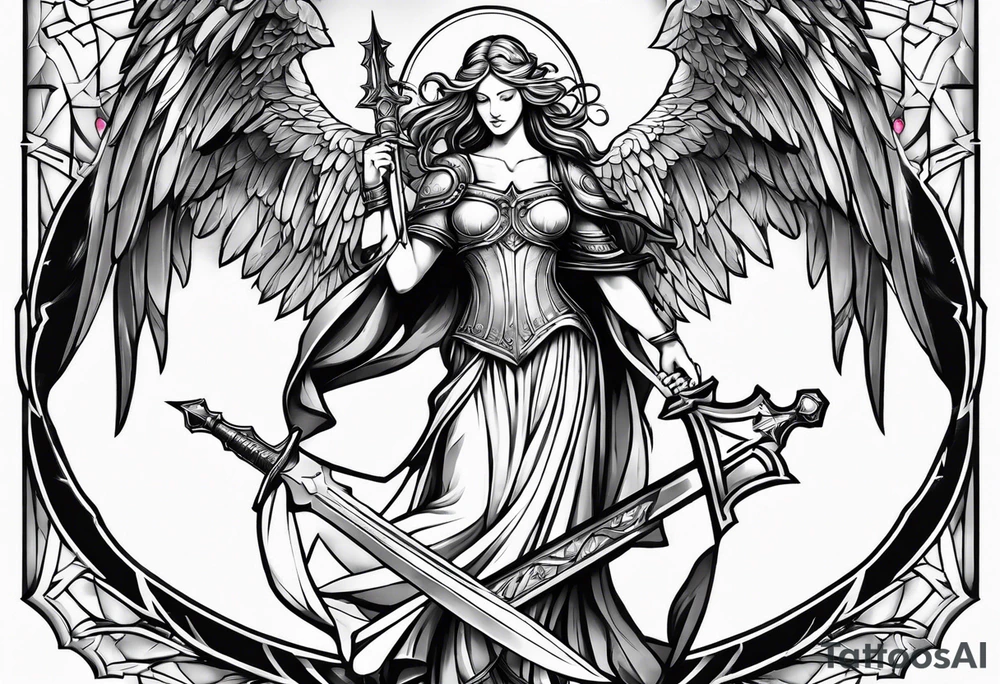 Angels with sword & Shield tattoo idea