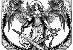 Angels with sword & Shield tattoo idea