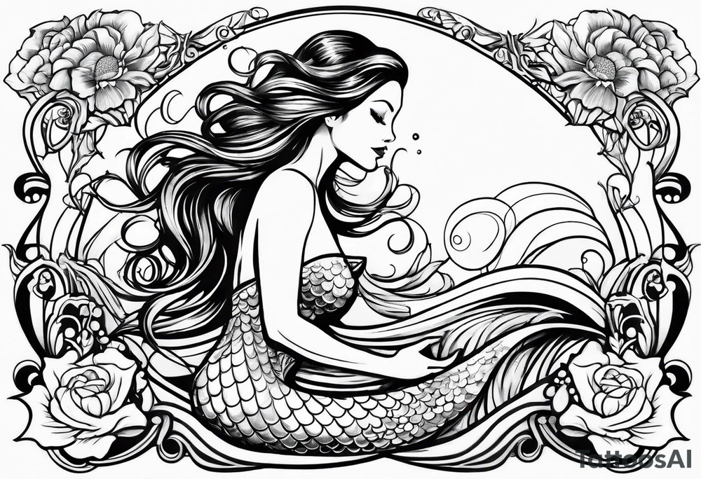 A beautiful and singing mermaid tattoo idea