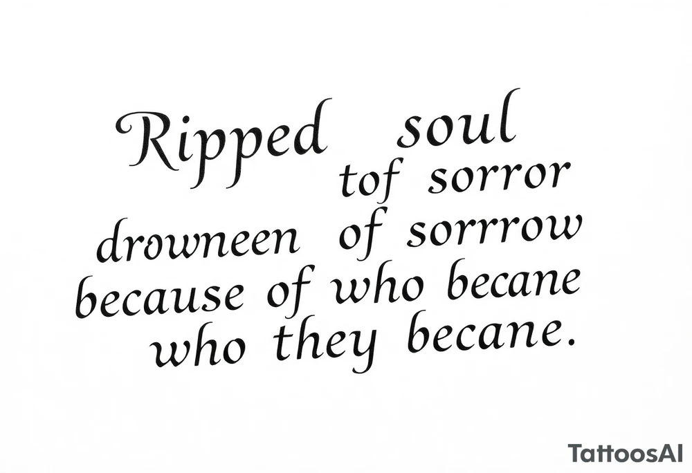 Ripped soul drowned in sorrow because of who they became tattoo idea