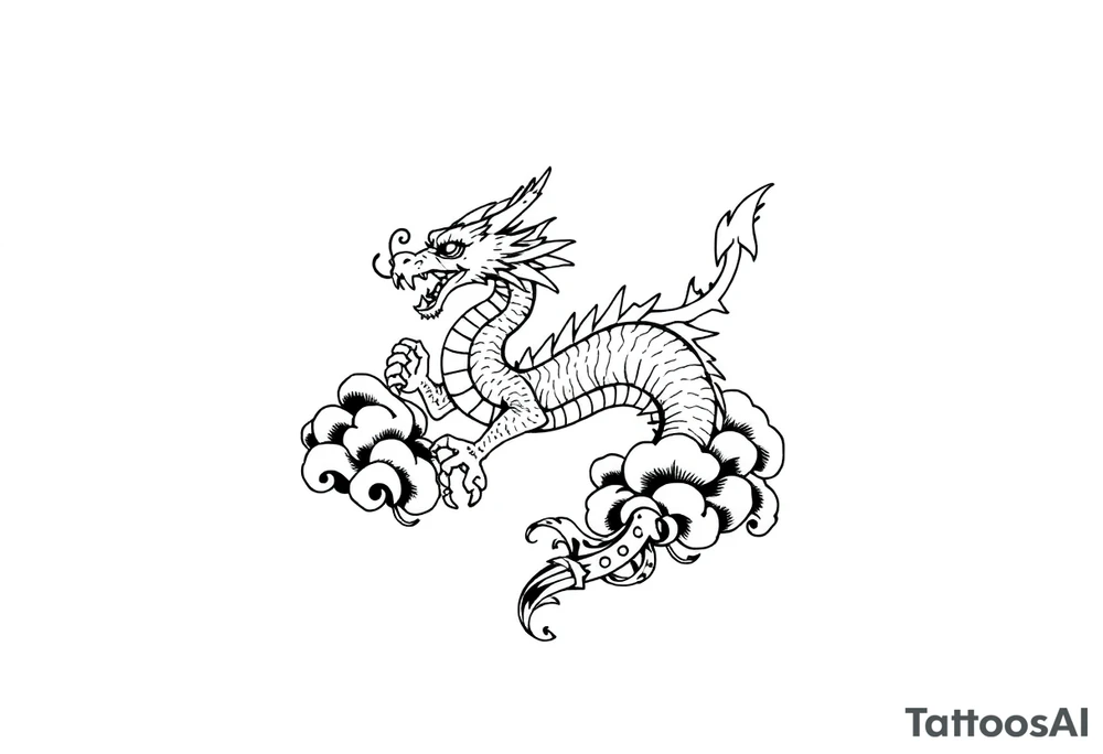 dragon in clouds tattoo idea