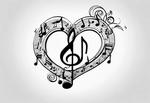 Simple, musical notes, in the shape of l and r tattoo idea