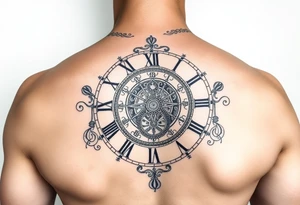 vintage roman numerals within ornate clockwork mechanism tattoo idea