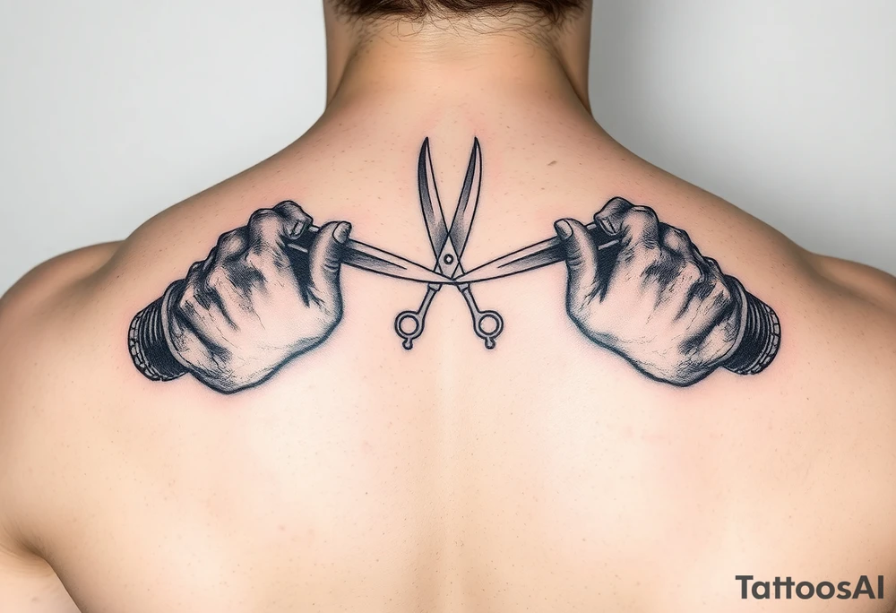 Hands as knives and scissors tattoo idea