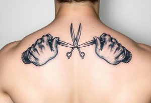 Hands as knives and scissors tattoo idea