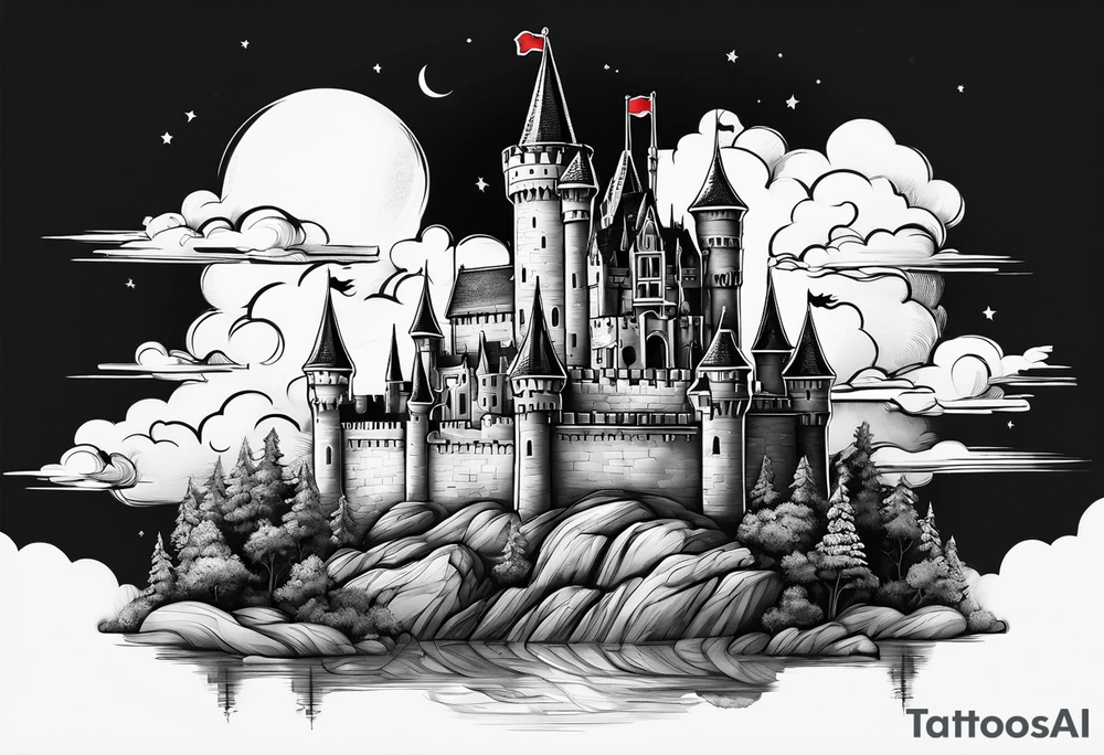 a castle floating in the sky tattoo idea