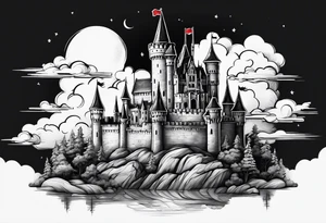 a castle floating in the sky tattoo idea