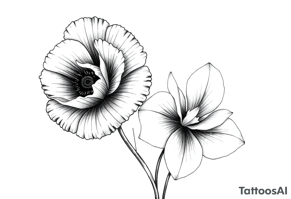 Poppy and Narcissus flowers on forearm tattoo idea
