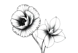 Poppy and Narcissus  flowers on forearm tattoo idea