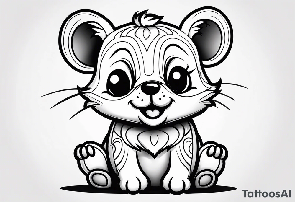 ursinho fofo pequeno com traços finos tattoo idea