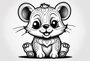 ursinho fofo pequeno com traços finos tattoo idea
