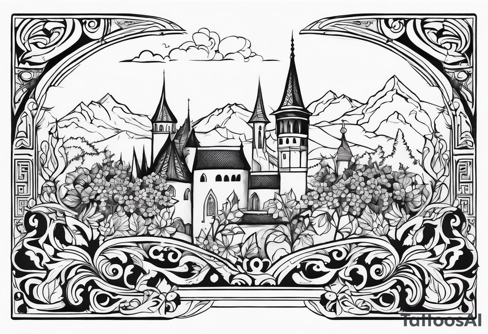 medieval tribal city
floral land sky vignette tattoo idea