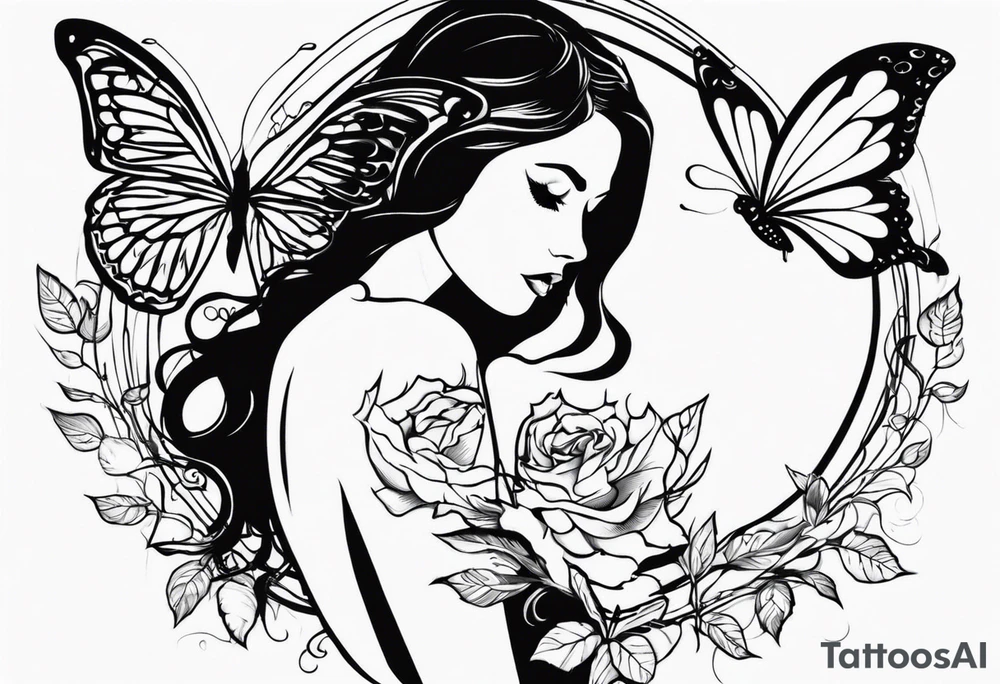 Create me a tatto wih: a hole body sceleton looking on a butterfly tattoo idea